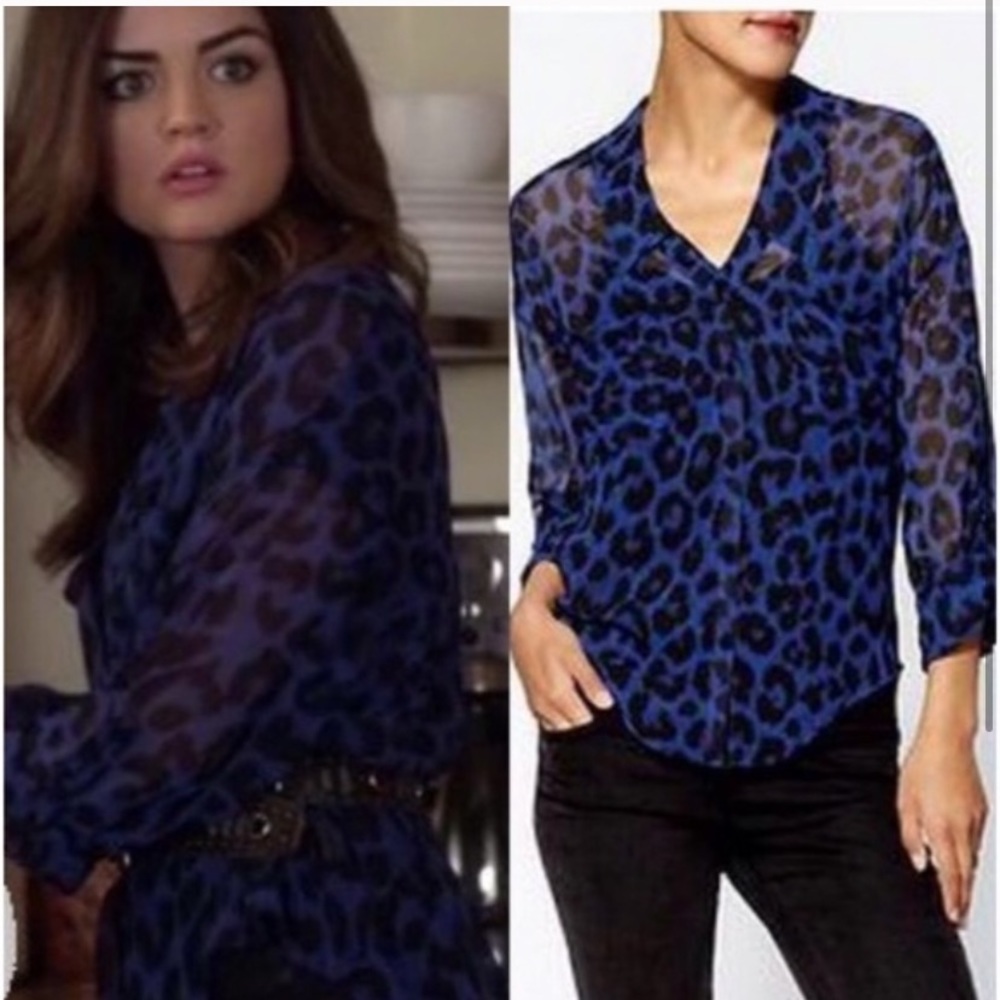 Free People Easy Rider Blue Leopard Button Up - Picture 3 of 6